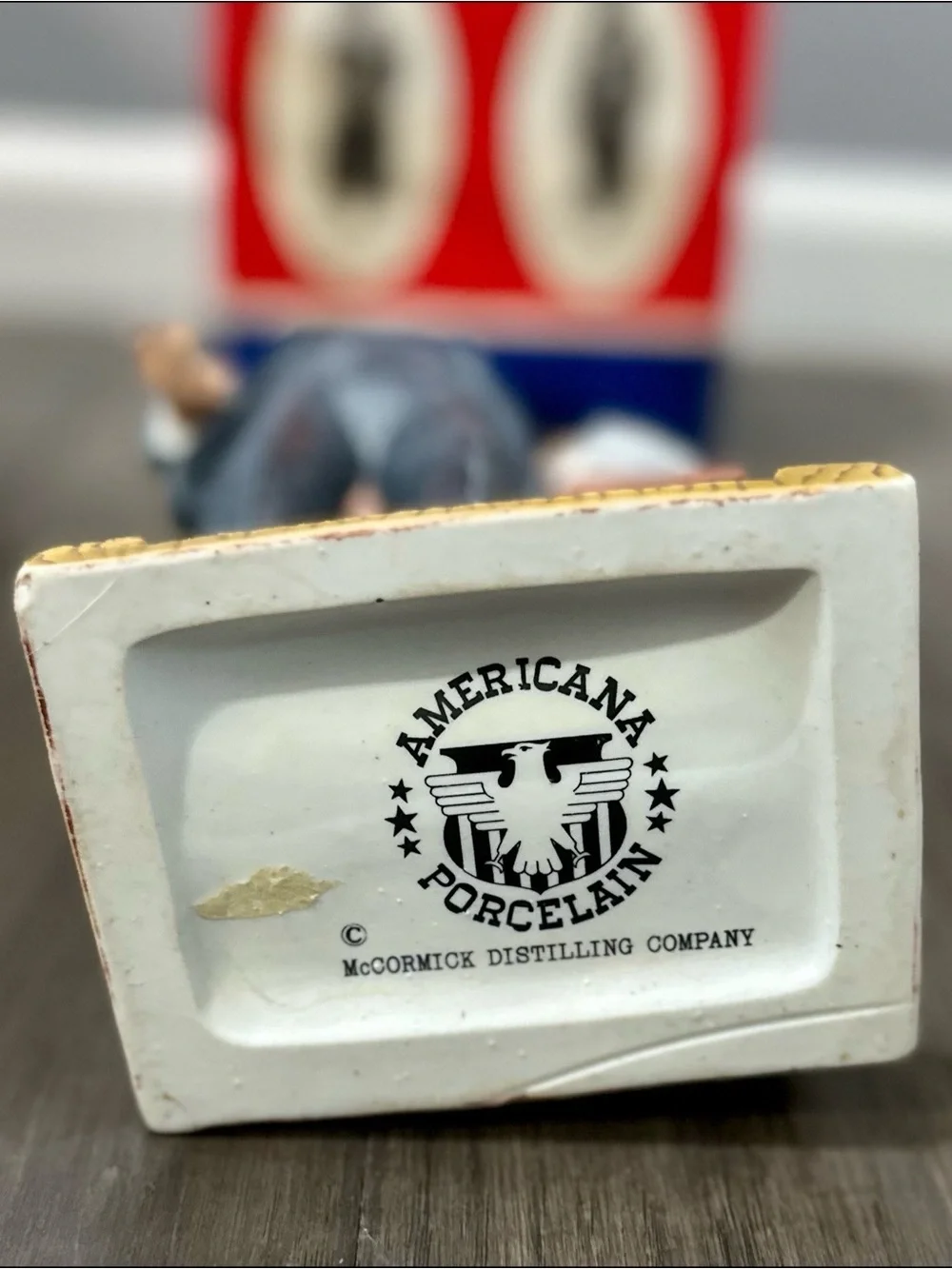Vintage Jefferson Davis Whiskey Decanter with Confederate Flag